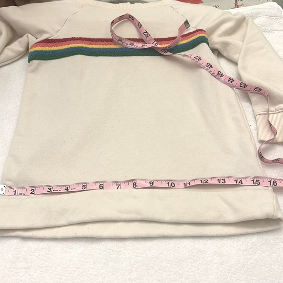 GapKids Rainbow Stripe Sweatshirt GUC sz L (10) SOFT CUTE Cream Ivory - Picture 13 of 17